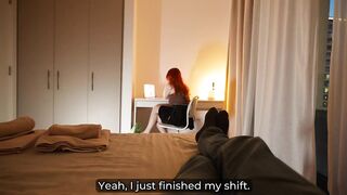 Concupiscent redhead stepmom shares king daybed with stepson and rides his dong