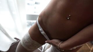 Luxury Girl in Stockings Sucking and Doggy Style Fucked with Creampie at the end