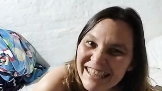 Older stepmother is very sexually excited and rubs her twat