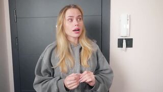 This chick ate my delivery... so I made her pay off her tight pink pussy