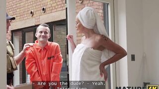 MATURE4K. Young British robber with a huge jock banged hard his sexy MILF neighbour