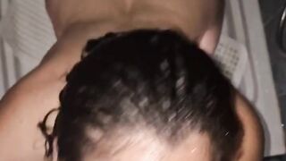 I suck knob in the shower and it fucks me hard in daybed.