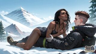 A Black Sweetie Gets on All Fours on a Snowy Mountaintop, Prepared for a Gigantic Chisel and Super-fucking-hot XXX