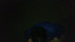 Older wench gives outdoor oral job-job with cum in mouth