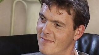 Ideal German blondes riding stiff knob in anal three-some