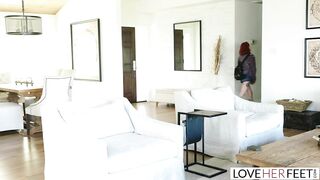 Petite Redhead Lola Fae Has Her Feet Worshiped