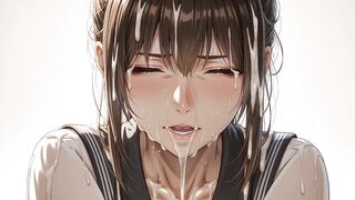 The student hotty is cummed all over her face