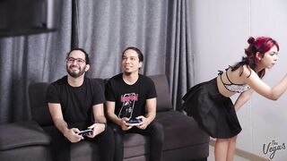 Lil latina Cindy Luna gets double penetrated! One rod is at no time enough for her! Axl Rey and Will Veg