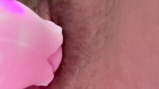 Hairy Step Mom POV uses Toy on Clitoris Moaning Squirt