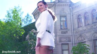 Independent Woman. Jeny Smith in Pantyhose without Panties
