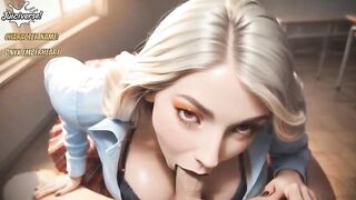 naughty golden-haired student works hard for her home work - made with ai