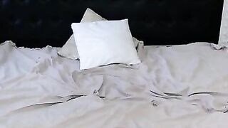 Trying my stepmom's garments and stuffing my twat with her panties