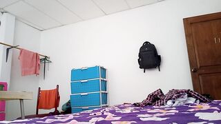 A Mexican stepmother gets aroused while waiting for her stepson in a stripped room.