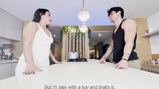 Stepmother receives unexpected sex in the kitchen with a biggest inner cumshot