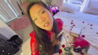 asian sucking and riding big rod in advance of date gets CREAMPIE