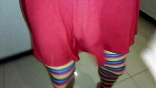 lolass36 In Skirt, Jock Thrilled In Mirror Reflection