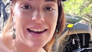 Redhead Trys on Sheer Lingerie Outside in Boots