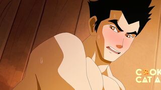 Mako and Iroh, two hunks, finger each other followed by booty screwing and a moist fellatio.