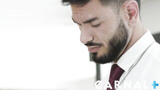 Sexy pliant escort Milo Miles gives holy priest deepthroat