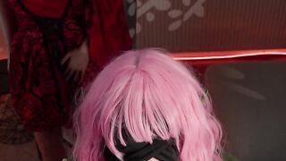 4K MILF Wife sucks big jock whilst doll watches