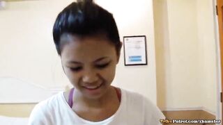 Lean constricted-bodied Filipina teen with cute braces screwed hard