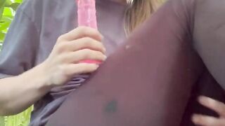 Masturbating in a Corn Field with Sex-toy