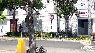 Venezuelan woman with a big butt caught doing suspicious things by a police officer on the streets of Lima