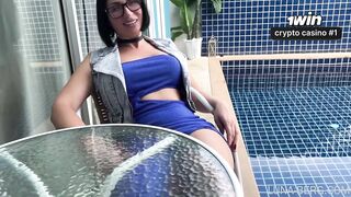 No Panties MILF Foot Teases Stranger Poolside – Rimjob & Cum In Mouth