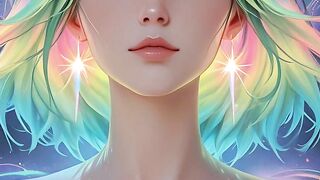 Cosmic Neon Beauty Portrait with Luminous Eyes Dreamlike Fantasy Ai Art Slideshow