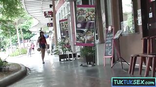 Cute Asian gal from Thailand taken to a hotel for sex after dinner