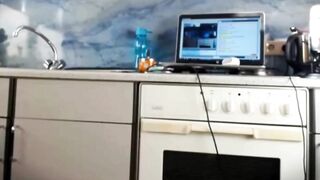 Seductive Lingerie Tease in the Kitchen