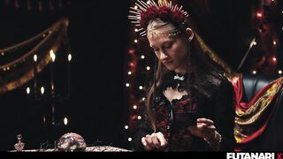 Cutie Swallowing Transsexual Cum - Redhead Mesmerized Into Submission by Futanari Witch