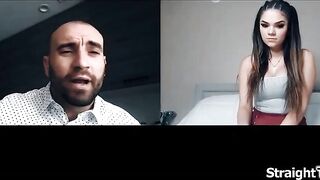 Stepdaughter Athena Faris her stepdad found out she got a tattoo and now wants her to get bare to show it.This chab orders the teen to touch her cunt