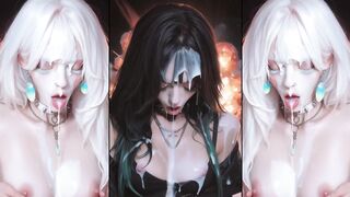 Hentai characters get their faces thoroughly covered in cum.