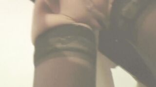 Swemature bound at St Andrew's cross at the hotel. Stay ups and porno boots, whipped and rewarded with cum in the mouth.