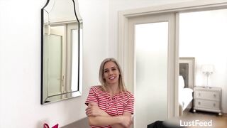 Petite blondie Nesty fucks and sucks in her hotel room