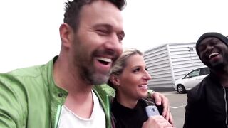 Stunning tattooed golden-haired drilled outdoor by a big black shlong