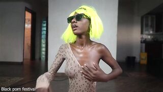 I got my skinny ebony maid the sluttiest outfit