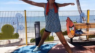 Open Air GYM Risky Public Flashing # "Magic sport panties" in action