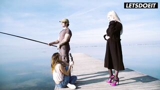 Slutty Curvy Latina Surprises Fisherman & Girlfriend with Beach Sex - LATIN SWEETHEART MILF