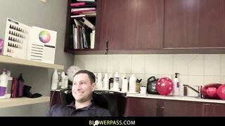 Salon Shenanigans: Brad's Unexpected Encounter with a Hot Stylist Leads to Kinky Thrills and a Surprising 3some with an Eavesdropping Husband!