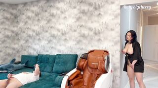 Stepmom caught stepson masturbating and decided to help him