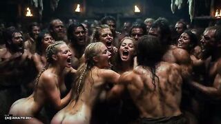 [AI-generated] Future Rave Viking Pre-Orgy Party: Naked Obscene Viking Honeys Tease Warriors with Big Bazookas