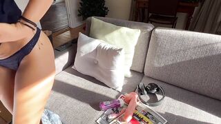 Hawt car loving milf get's treated to an awesome orgasm by her husband.