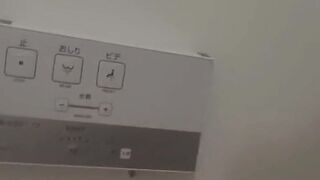 Peeing over the biffy close up