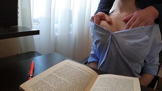 A Student with Big Titties Is Drilled Whilst Her Parents Are Not at Home