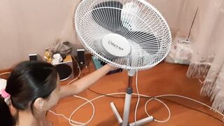 Vehement sex underneath a fan with conversations - Lesbian_illusion