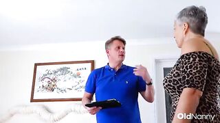 OldNanny - Mature Granny Seduces Young Realtor In Bedroom