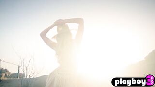 Blonde chick Emma Hix exposed her gorgeous body after hot striptease session for the Playboy and hawt hotty enjoyed solo action