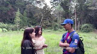 19- and 20-year-old cuties pay a guide for a trip in the woods and lose control